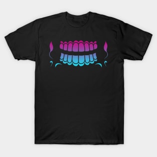 Sugar Skull Festive Simple Wide Print Jaw Vaporwave T-Shirt